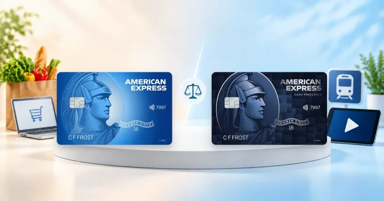 Blue Cash Everyday and Blue Cash Preferred cards compared alongside everyday spending categories