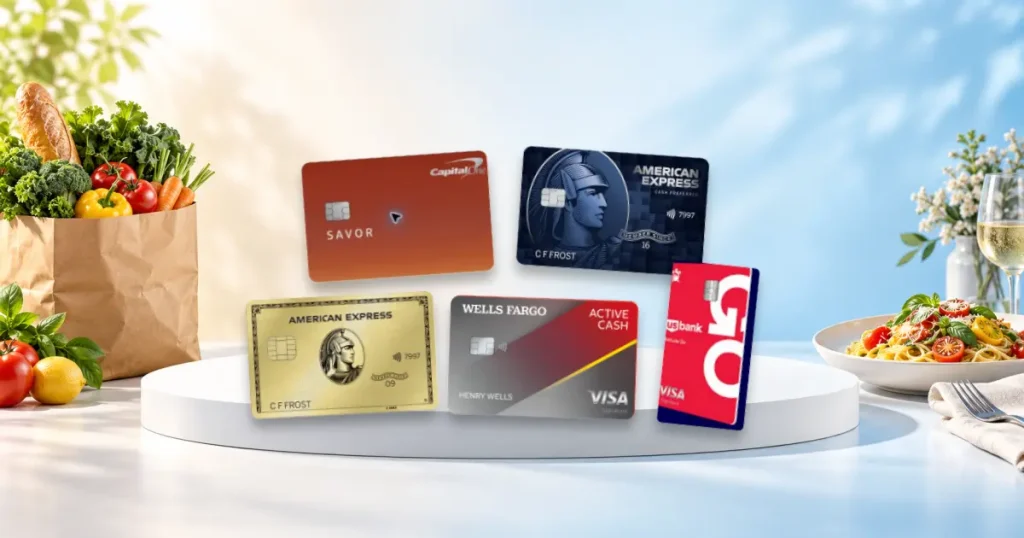 Credit cards compared for grocery and dining purchases in 2026