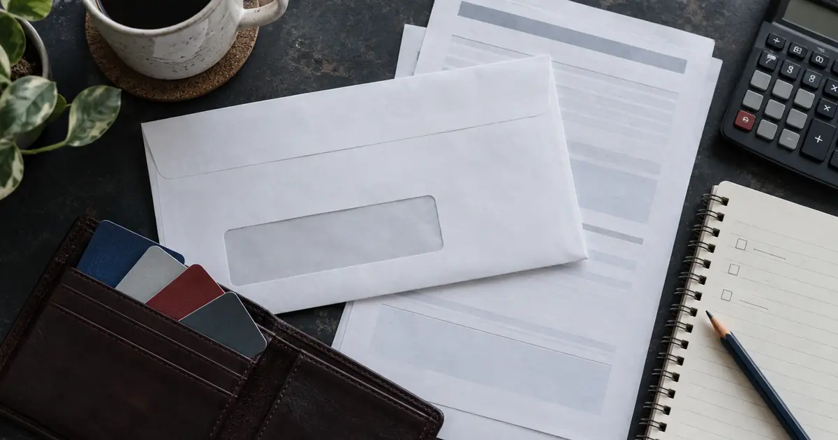 Paper statements and calendar for reviewing credit card annual fee changes in 2026